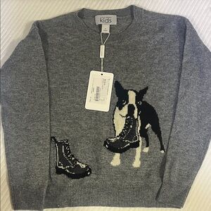 Autumn Cashmere Gray Dog Print Sweater Girls 8Y BNWT
